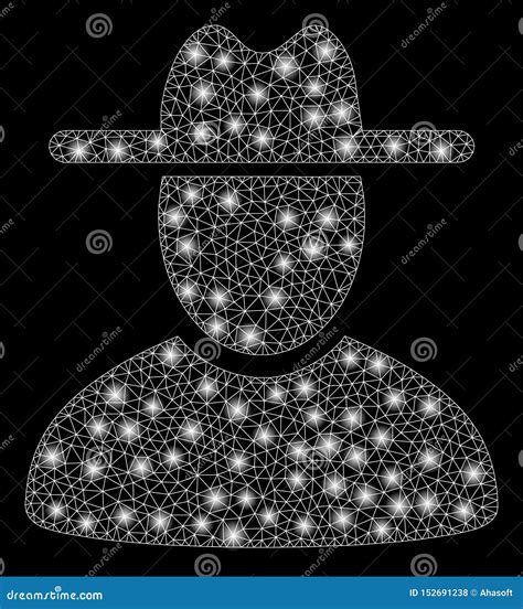 Flare Mesh Carcass Hat Man With Flare Spots Stock Vector Illustration Of Polygonal Linear