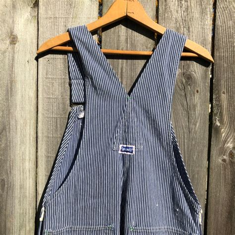 Vintage Big Smith Hickory Striped Overalls Waist Gem