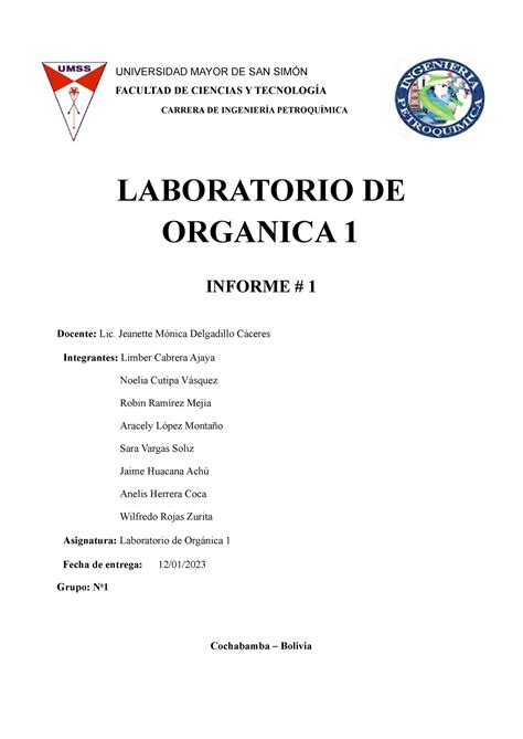 Informe 1 Orga 1 EXPERIENCIAS DE LABORATORIO DE QUIMICA ORGANICA