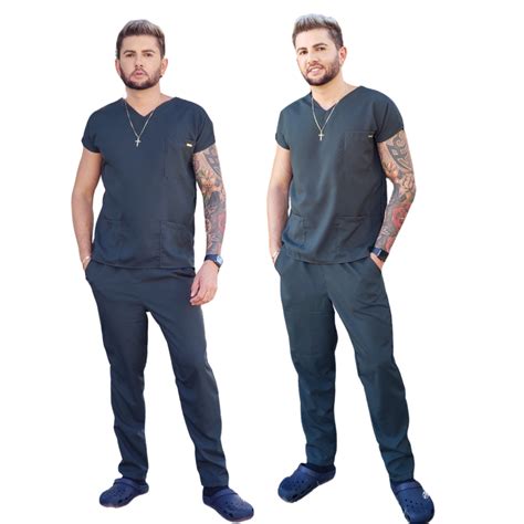 Scrub Hospitalar Pijama Cirurgico Masculino Gabardine Nome