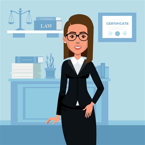 Illustration Of A Female Lawyer With Glasses In His Office 3715950