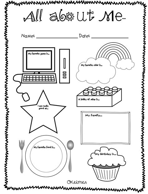 Get To Know Me Worksheet Kids All About Me Worksheets