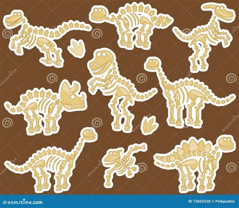 Vector Collection Of Dinosaur Fossils Or Bones Stock Vector