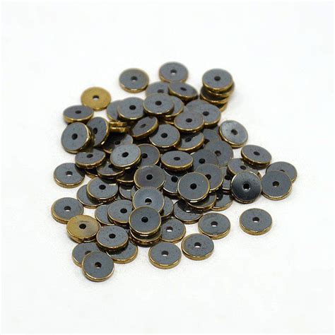 Perles Heishi en hématite synthétique non magnétique 6x1mm dorée