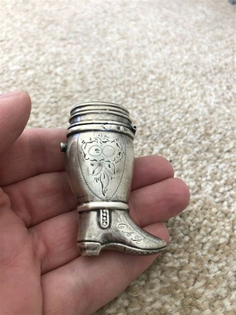 Rare Novelty Boot Antique Solid Silver Vesta Case Match Safe Holder Striker Antique Price