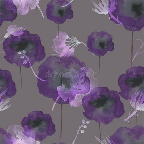 Watercolor Poppy Watercolor Vintage Seamless Pattern With Drawing