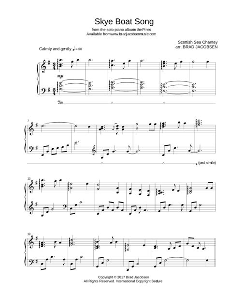 Skye Boat Song Arr Brad Jacobsen By Brad Jacobsen Sheet Music For