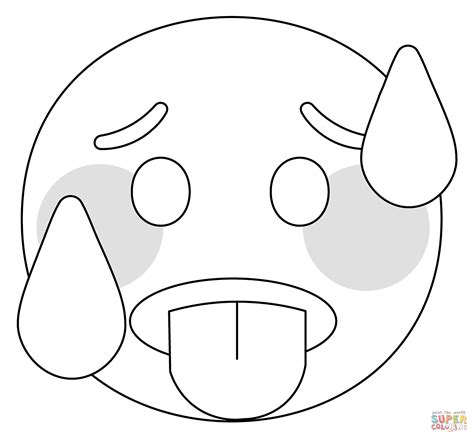 Hot Face Emoji Coloring Page Free Printable Coloring Pages Explore A