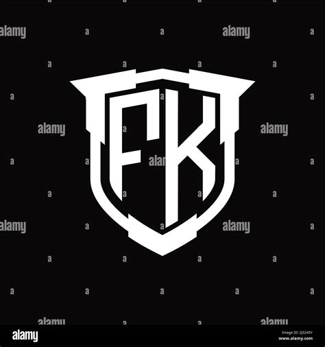 Fk Logo Monogram Letter With Shield Shape Design Template Stock Vector