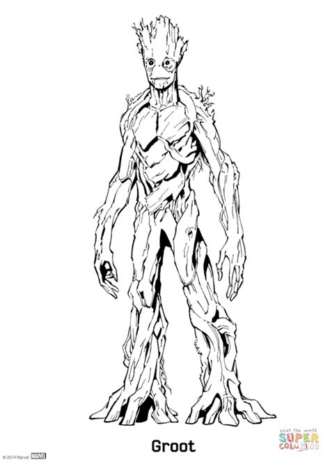 Groot From Guardians Of The Galaxy Coloring Page Free Printable