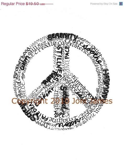 Items similar to Peace Sign Word Art Calligram Drawing, Peace Art ...