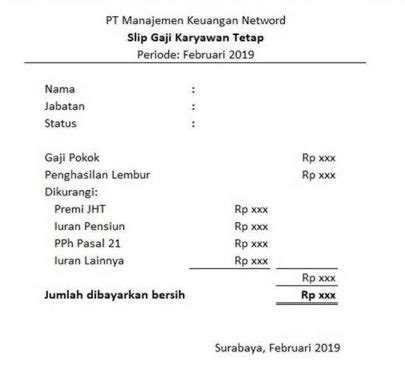 20 Contoh Slip Gaji Serta Cara Membuat Dan Formatnya Lengkap Riset