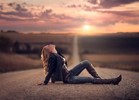 Wallpaper Sunlight Landscape Women Blonde Depth Of Field Sunset