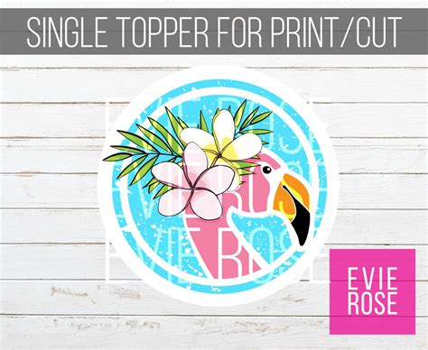 Flamingo Cupcake Topper Printables Luau Party Favors Two Etsy