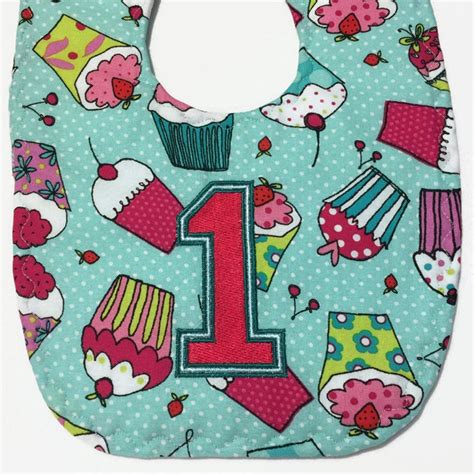 Baby Girl 1st Birthday Bib Cupcake Bib 1st Birthday Cake Etsy