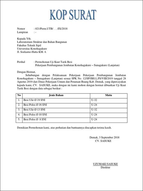 Contoh Surat Permohonan Saran Teknis Jembatan Dinas Pupr Surat