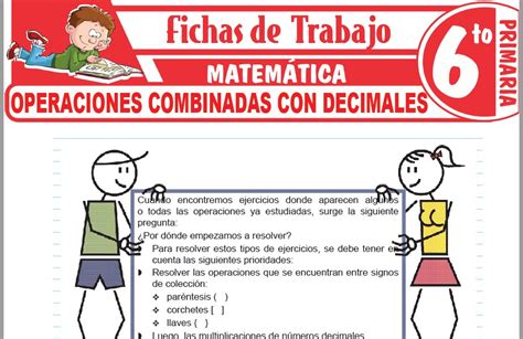 Operaciones Combinadas Con Decimales Para Sexto De Primaria Fichas