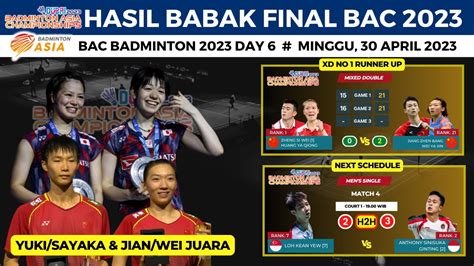 Hasil Final Bac Badminton Hari Ini Yuki Sayaka Jian Wei Juara