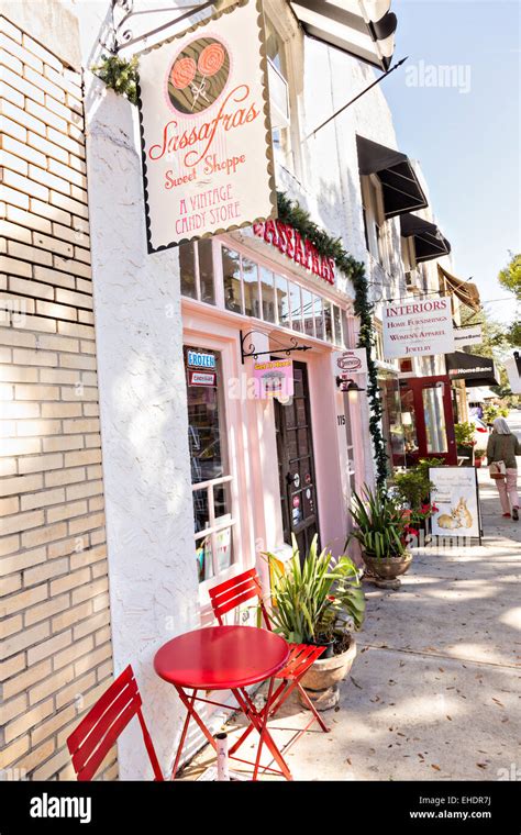 Historic Downtown Shops Along Park Avenue In Winter Park Florida Stock