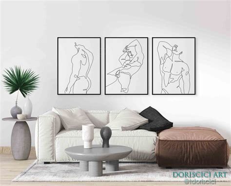 Minimalist Man Nude Printable Set Of 3 Nude Line Art Male Naked Art