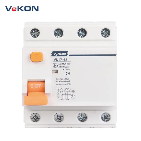 Reliable Manufacture Vl17 63 RCD RCBO RCCB ELCB Price 4p Earth Leakage