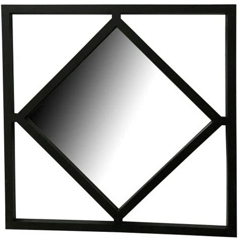 Set Of 3 Square Diamond Shape Frame Black Wall Mirror Modern 40x40cm On