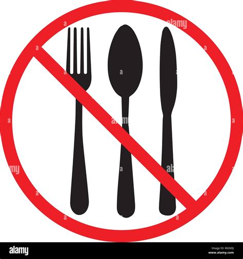 Do Not Eat Icon Cutlery Symbol Knife Spoon And Fork No Food Sign Stock Vector Image And Art