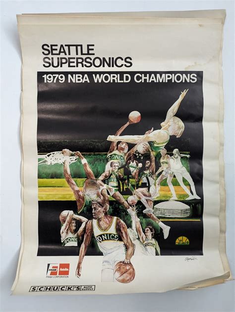 Vintage Seattle Supersonics Poster Nba World Champions X