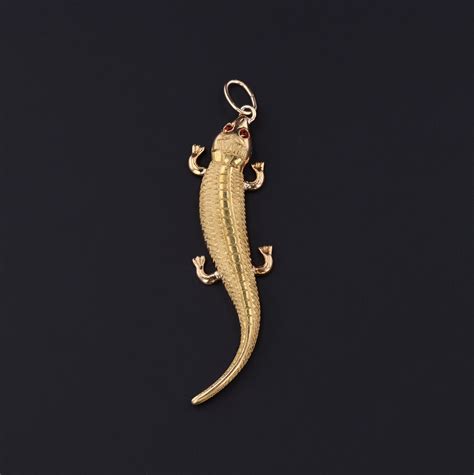 Lizard Pendant Vintage Lizard Pendant Ct Gold Pendant Etsy