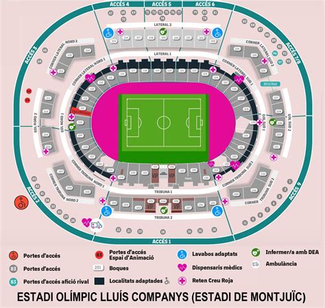 Estadi Ol Mpic Llu S Companys Seating Chart With Rows And Seat Numbers