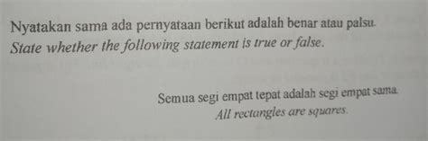 Solved Nyatakan Sama Ada Pernyataan Berikut Adalah Benar Atau Palsu