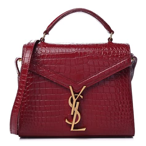 Saint Laurent Calfskin Crocodile Embossed Mini Classic Monogram