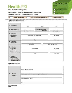 Fillable Online Gov Pe EHPS SPP FORM Fax Email Print PdfFiller