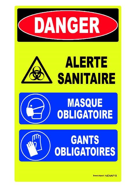 Panneaux rigides hautes visibilités 200x330 mm Danger Alerte Sanitaire