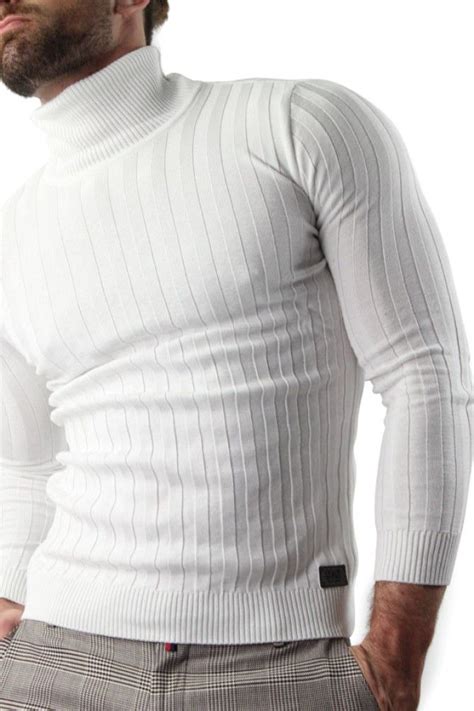 Ribbed Turtleneck Sweater In Slim Fit Fashion Turtleneck Mens Winter