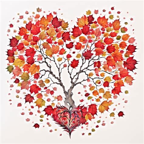 Premium Photo Heart Shaped Leaves Tree Illustration Botanical Floral