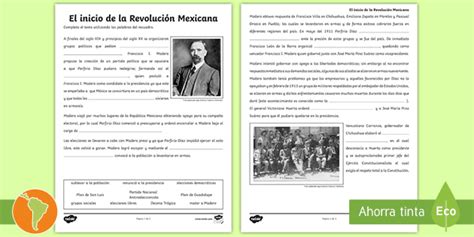 Ficha De Actividad El Inicio De La Revoluci N Mexicana