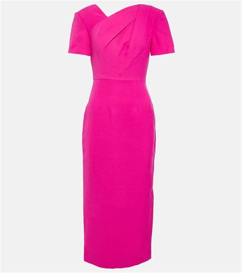 Wool And Silk Midi Dress In Pink Roland Mouret Mytheresa Kleider