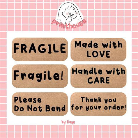 150 Pcs Wholesale Kraft Sticker Please Do Not Bend Fragile Etsy