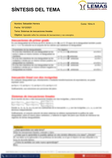 SOLUTION S Ntesis Del Tema Sistemas De Inecuaciones Lineales Studypool