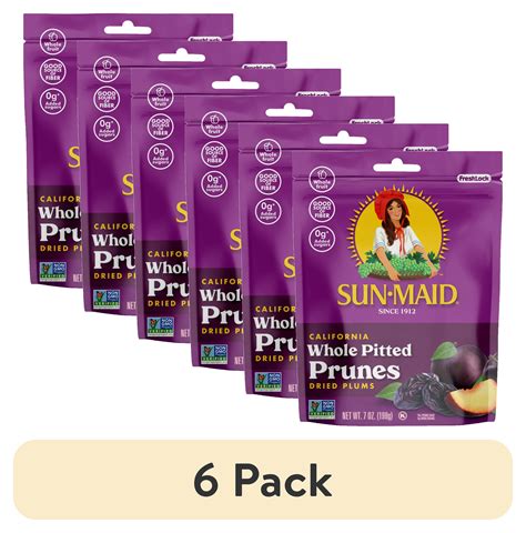 6 Pack Sun Maid California Sun Dried Whole Pitted Prunes Dried Fruit