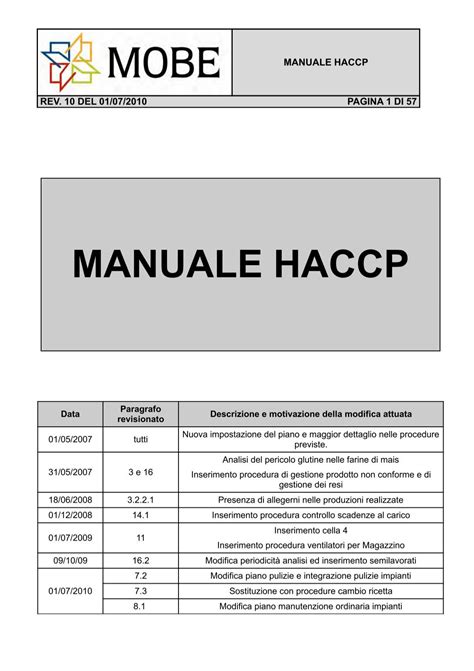 Manuale HACCP Pdf Mobe SpA