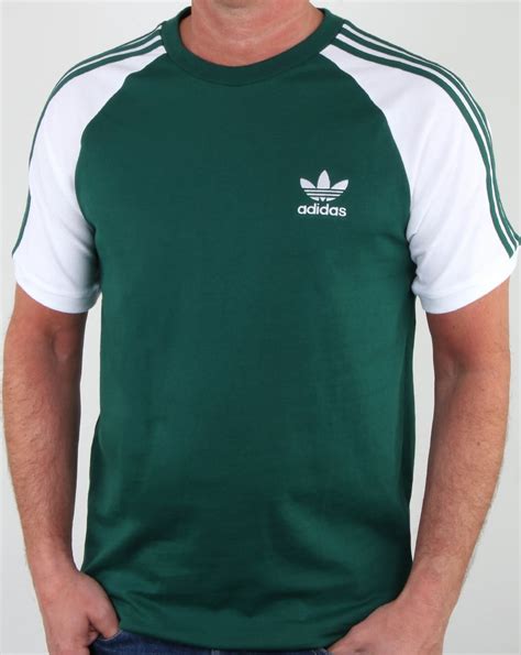 Adidas Originals 3 Stripes T Shirt Collegiate Green Tee Raglan Retro Cotton