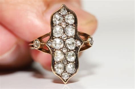 Antique Victorian Circa 1900s 14k Gold Natural Rose Cut Diamond