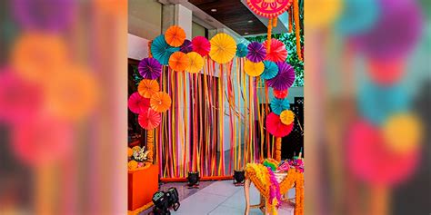 Colourful Ribbons Themed Mehndi Decor Floral Party Decorations In