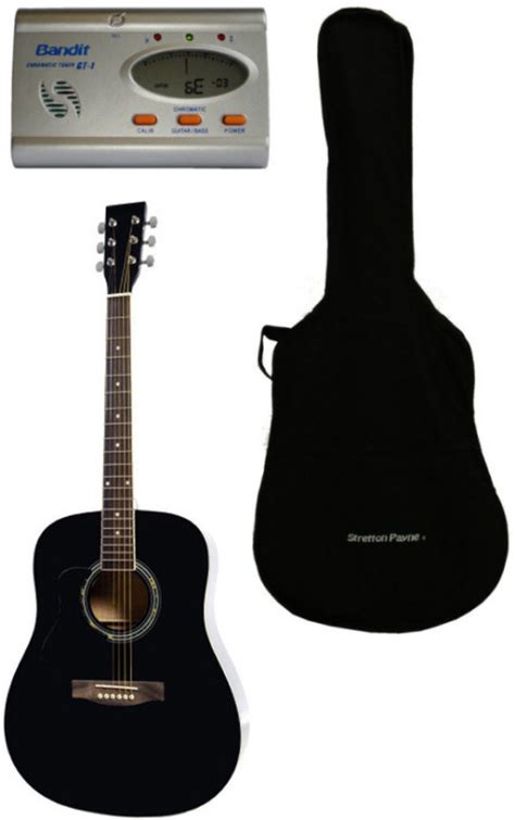 Sold On Price Left Hand Dreadnought Full Sized Steel String Acoustic Guitar Package Black