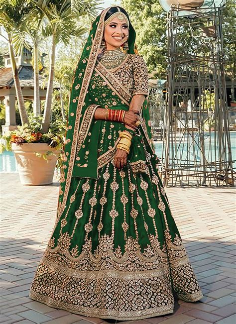 Shop Green Wedding Designer Lehenga Choli Online 219975 Lehenga Choli