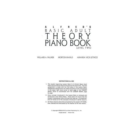 Alfred Basic Adult Piano Course Theory Piano Theme Music