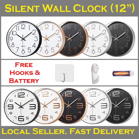 Sg Stock Quartz Silent Wall Clock For Living Room Home Office With