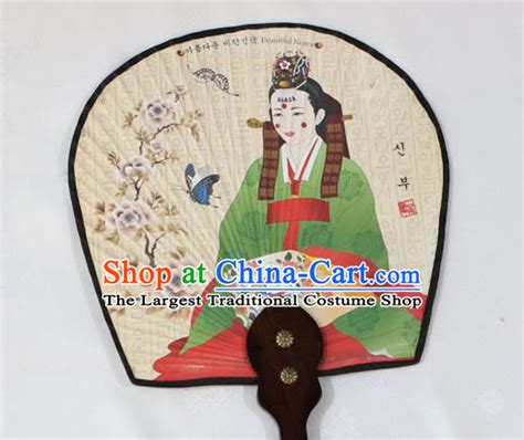 Korean Traditional Bride Wedding Printing Palace Fan Asian Korea Paper ...